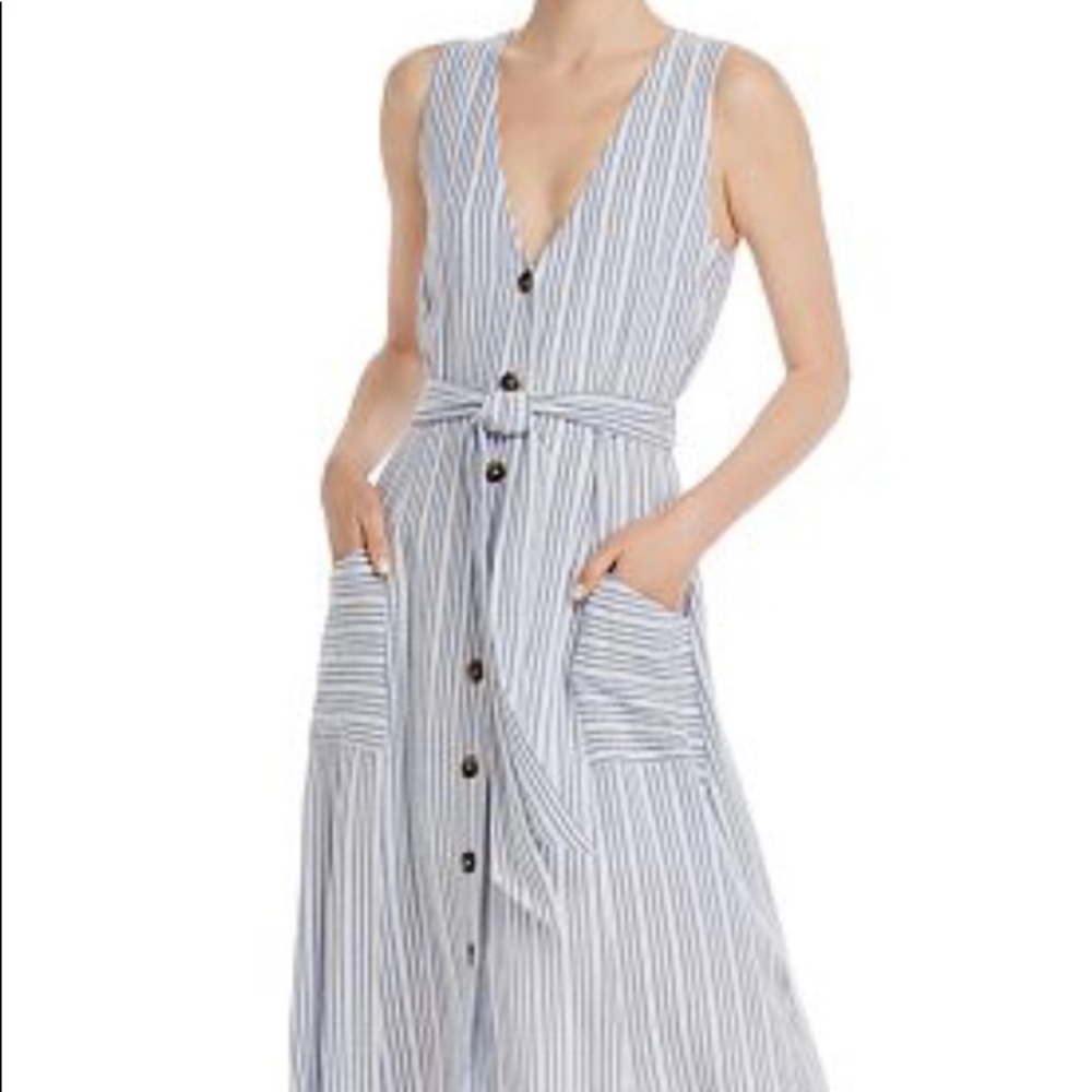 Lost and Wander midi linen striped dress
